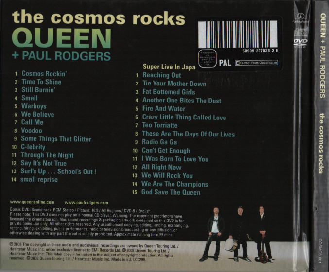 Queen And Paul Rodgers  The Cosmos Rocks : CD & DVD Edition : Back